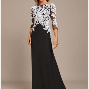 Brand New JJs House Black and White 3/4 Sleeve Gown